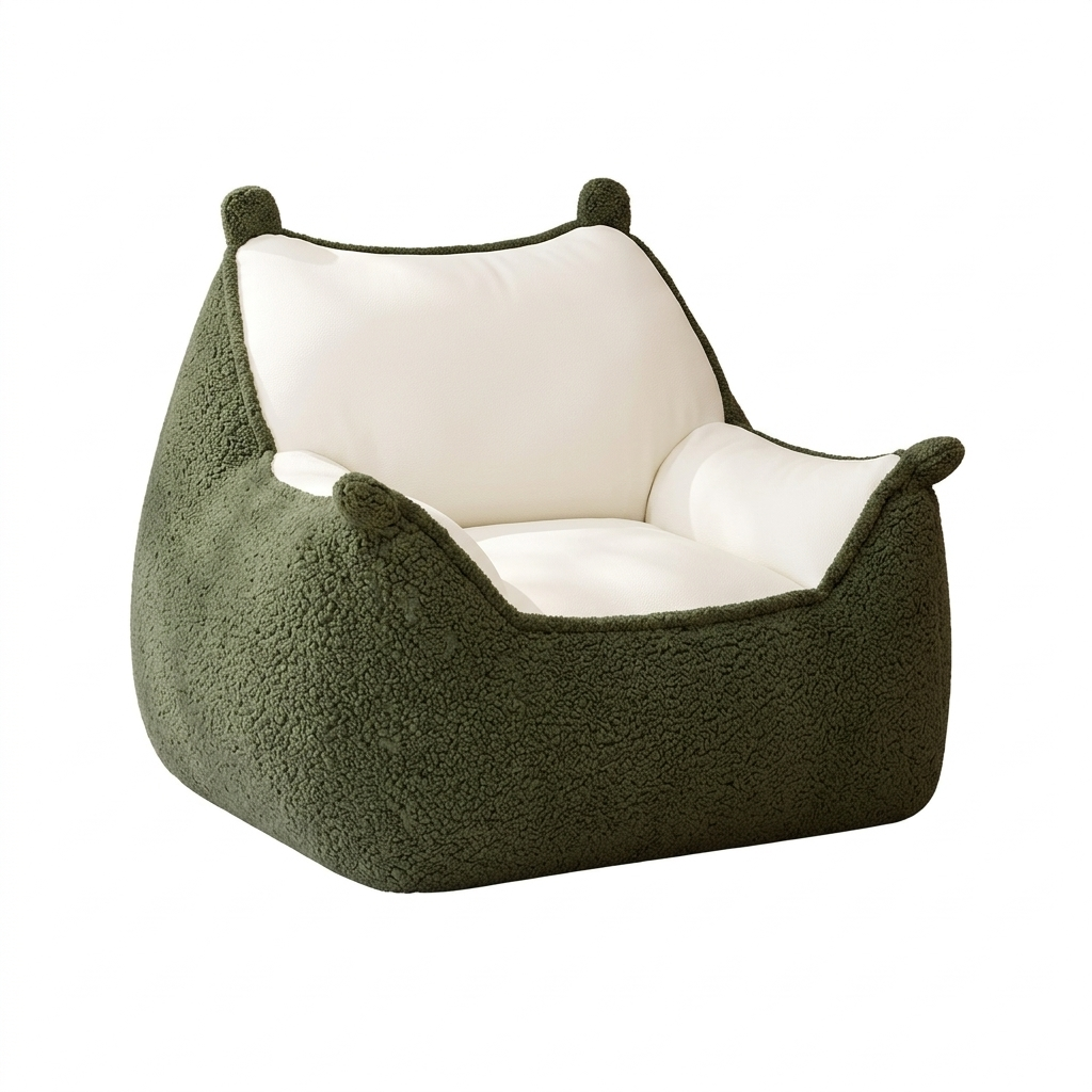 Pouf fauteuil MyPouf en tissu sherpa siège d’appoint