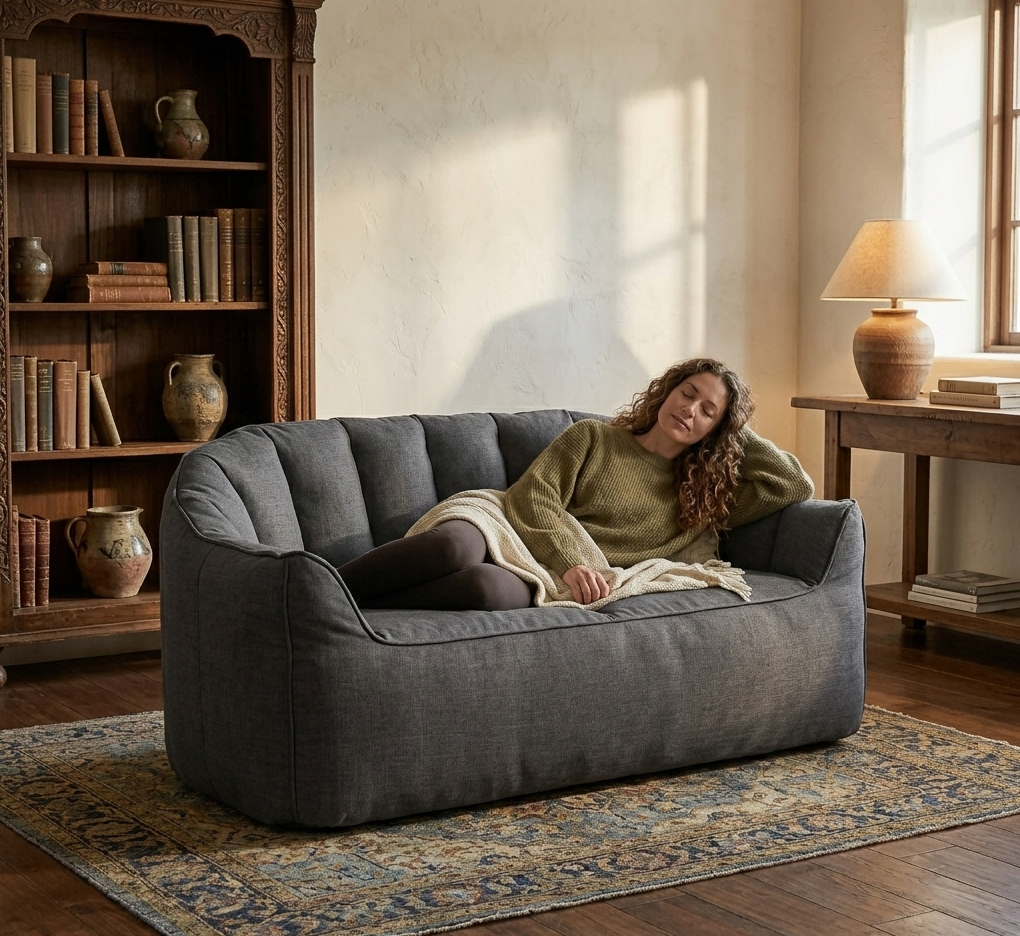 Pouf canapé double MyPouf en tissu siège 2 places