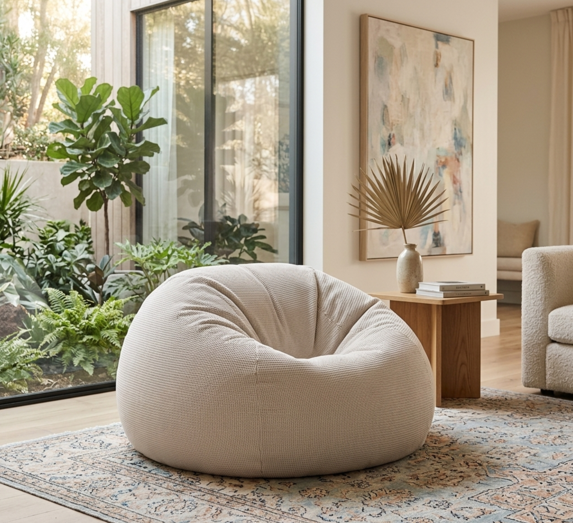 Pouf en coton gaufré avec rembourrage MyPouf