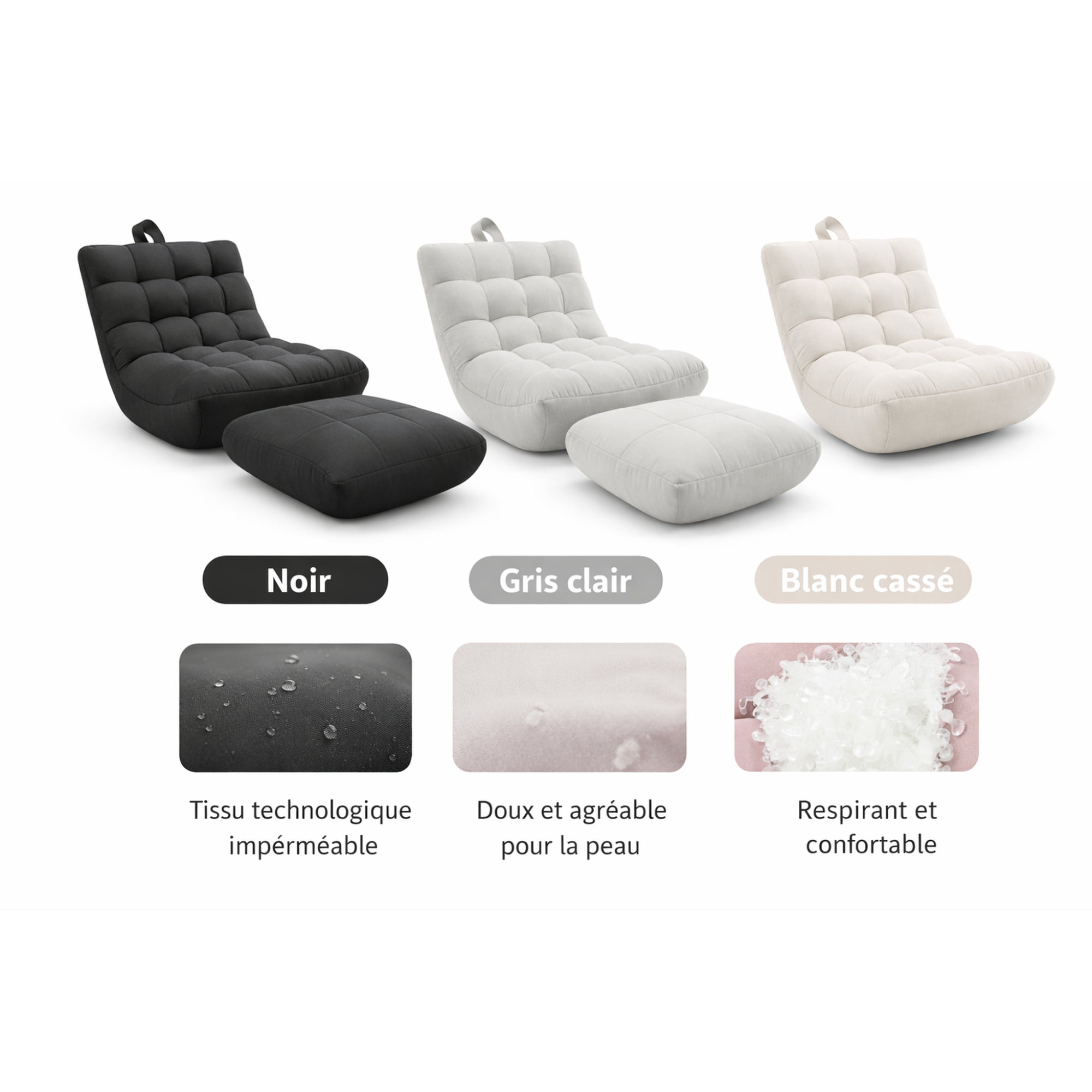 Pouf chaise avec repose-pieds intérieur – MyPouf