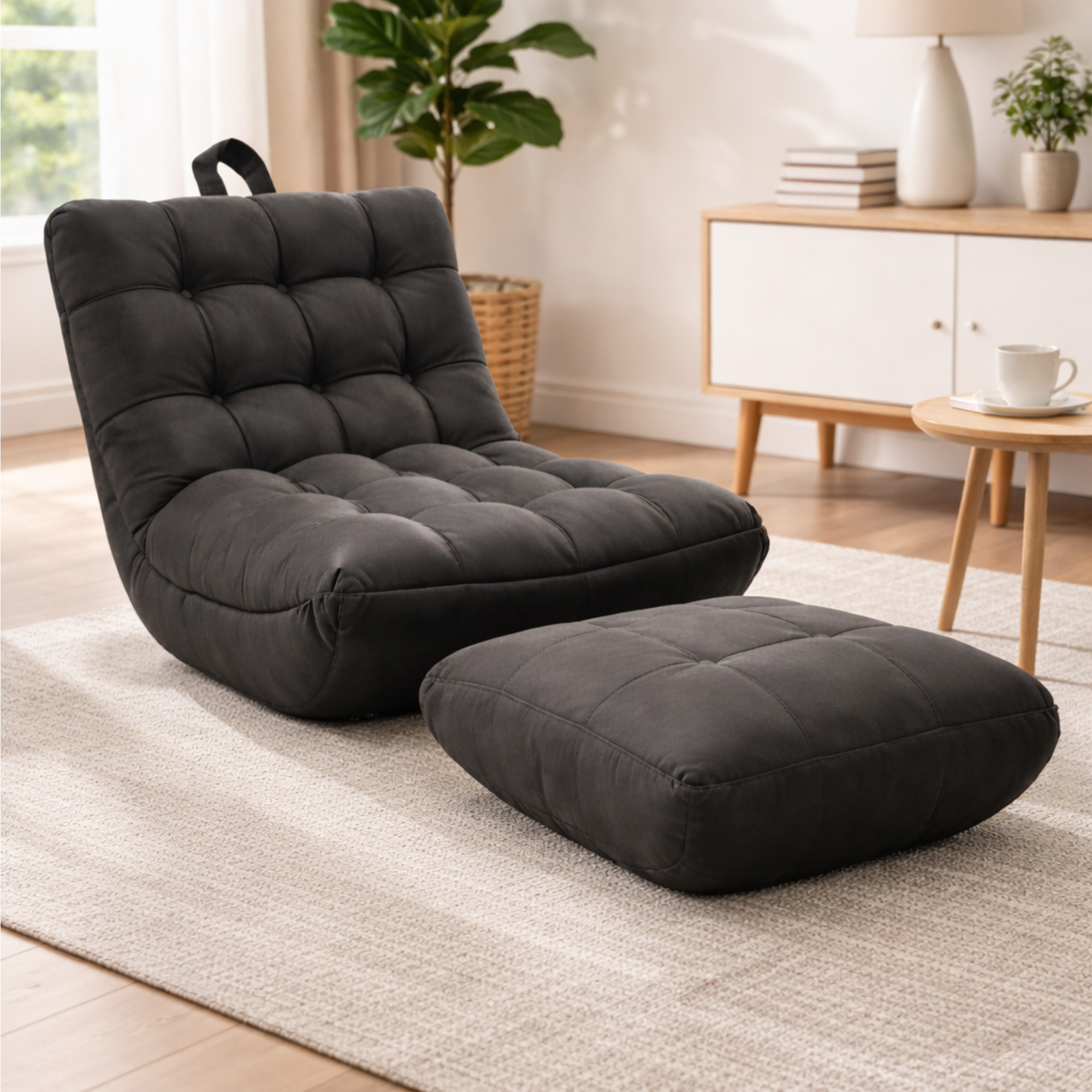 Pouf chaise avec repose-pieds intérieur – MyPouf